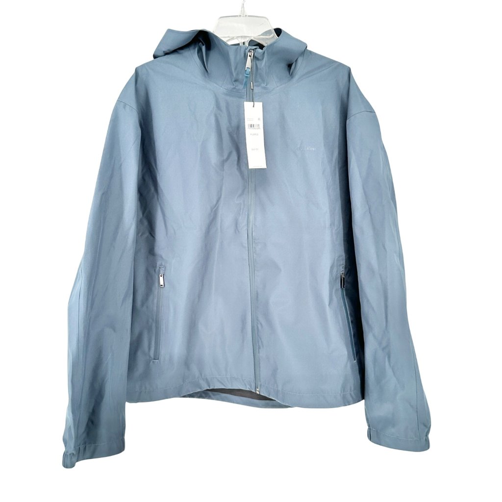 Calvin Klein Hooded Jacket Mens Xl Blue Full Zip Long Sleeve Polyester Nwt